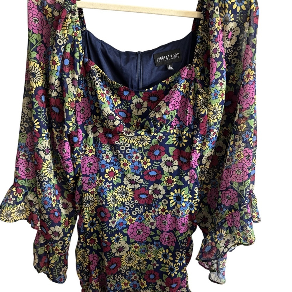 Dolls Kill Current Mood Floral Mini Dress  Cottagecore Festival Ruched Ruffle S